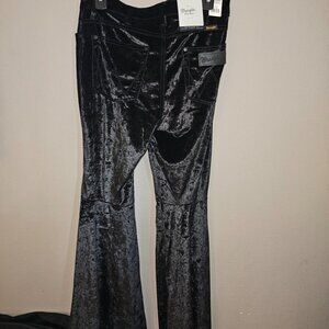 Wrangler Retro Pants Womens 30x32 Black Velvet Flare Festival Boho